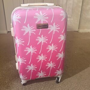 Juicy Couture Pink and White Palm Tree Luggage